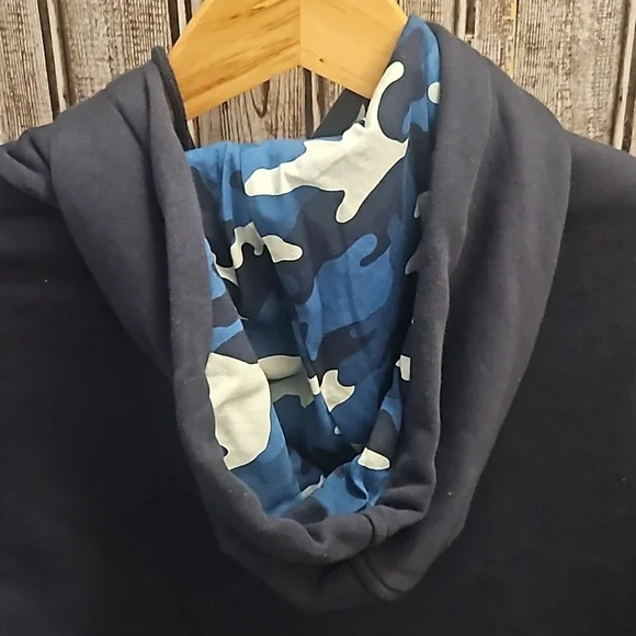 NWT Michael Kors Spellout Hoodie in Midnight blue with camouflage accents - Picture 3 of 7